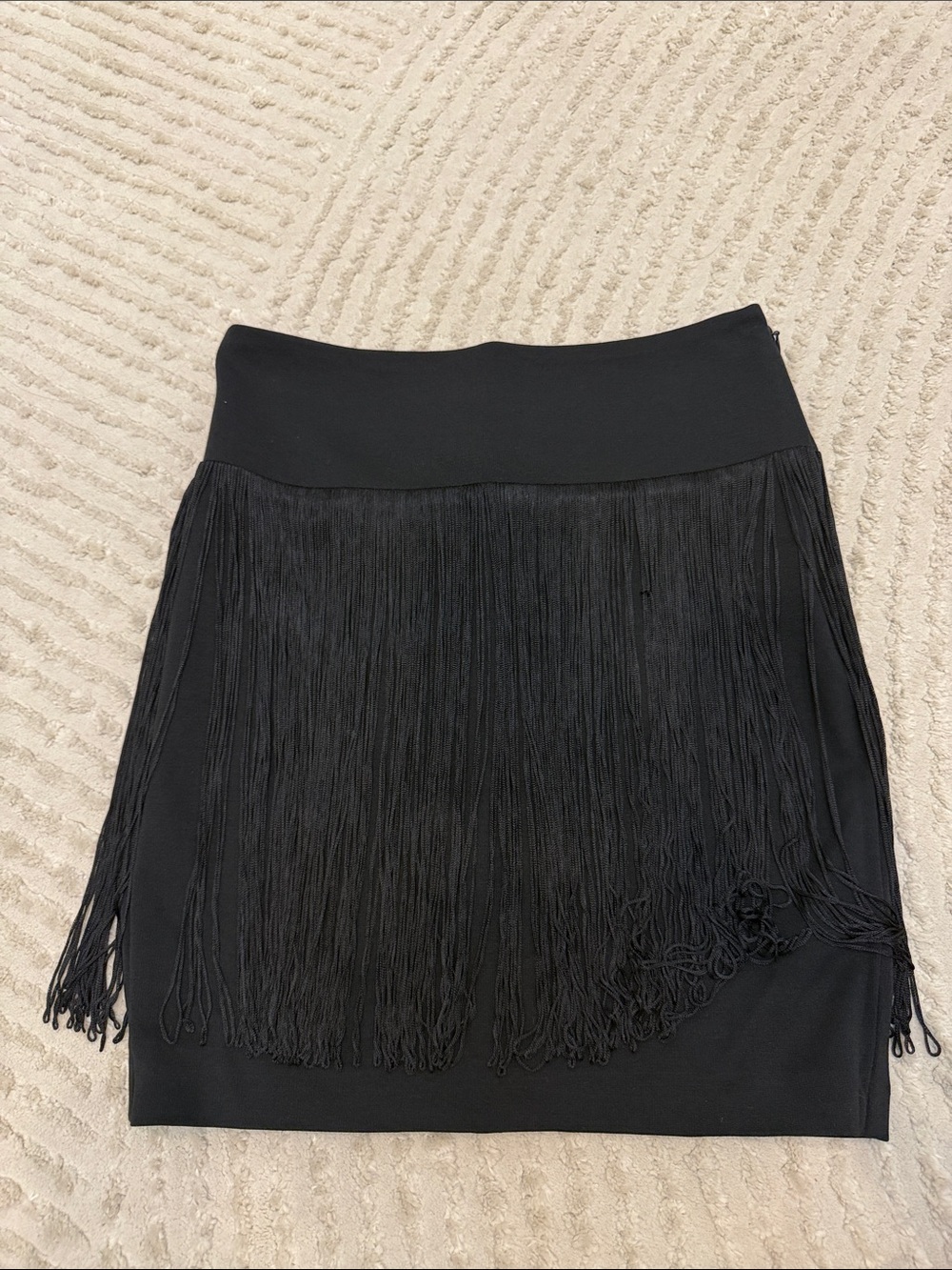Cache Vintage Black Tassel Mini Skirt